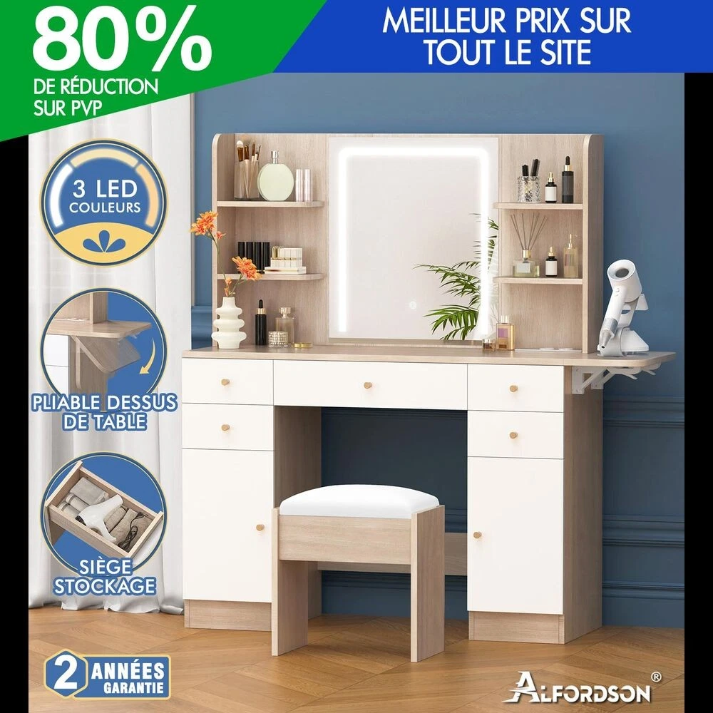 Petite Coiffeuse Ancienne à Poser - Bois, Miroir Et Tiroir - L.31 X P.15 X H.49 Cm
