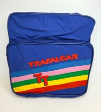 Vintage Trafalgar TT Travel Tote Bag, blue with retro rainbow stripes