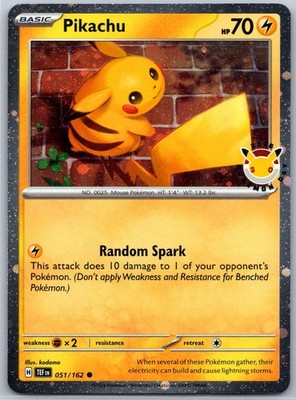 Pikachu - (Cosmo Holo) 051/162 Miscellaneous Cards & Products Promo Holo -NM