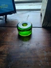 Vintage Blenko Emerald Green Glass Candle Stick Holder Heavy Round Puck