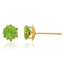 14K Solid Yellow Gold 5mm CZ Stud Earrings