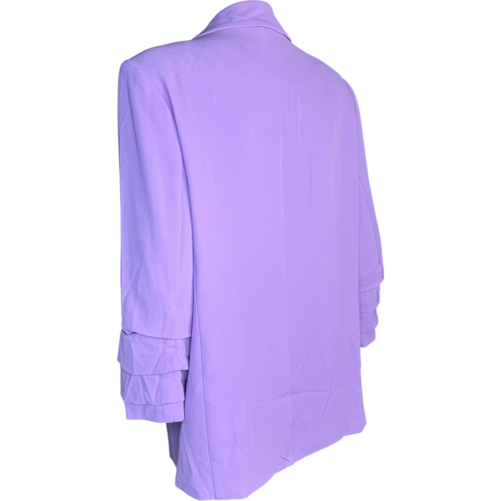 nicole by Nicole Miller Stretch Crepe Blazer with Ruched Sleeves Liliac Small