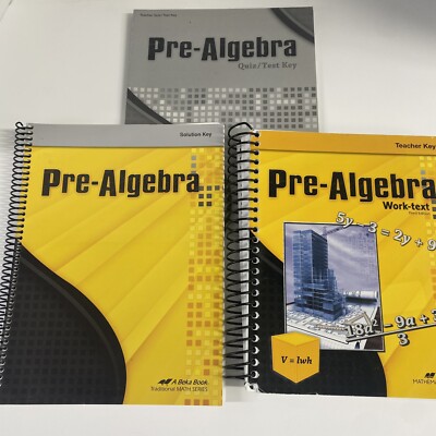 Abeka Pre Algebra Work Text Key, Teacher Key, Student Test Quiz Key 3rd Edition
