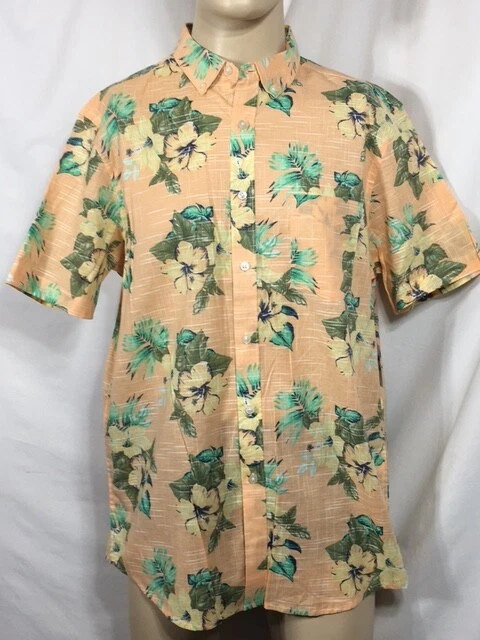 Men's NWT Club Room Casual Island Tropical Peach Combo Shirt Size XL