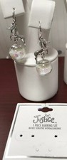 JUSTICE I LOVE UNICORNS DANGLE EARRINGS SHIMMER SPARKLE GLOBE SUPER CUTE 