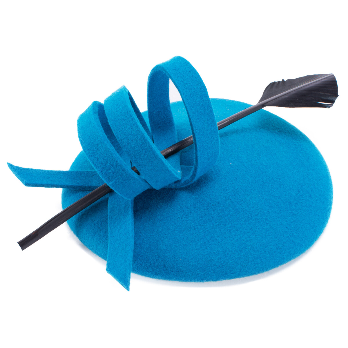 1668 Womens Ladies Bow Feather Felt Wool Fascinator Pillbox Tilt Cocktail Women Handmade Bow Feather Wool Felt Fascinator Pillbox Tilt  main image 4