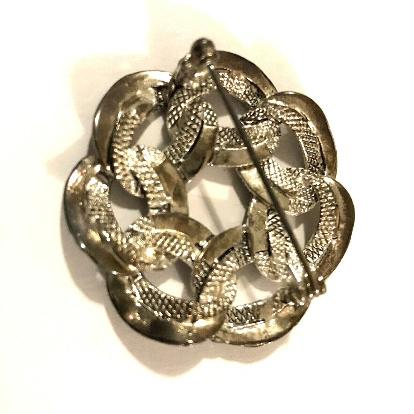 Sterling Silver Brooch Pin Interlocking Circles S… - image 4
