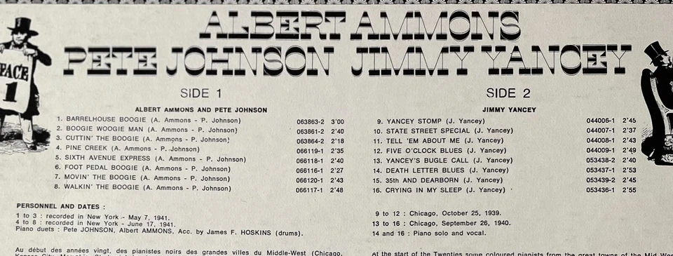 ALBERT AMMONS PETE JOHNSON JIMMY YANCEY BOOGIE WOOGIE MAN LP RCA FRANCE 1972 EX - Image 4 of 4