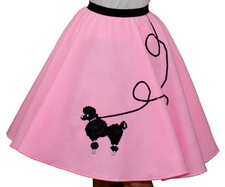 Pink FELT Poodle Skirt Girl Size MEDIUM Age 8-10 Waist 20"- 25" L: 20"