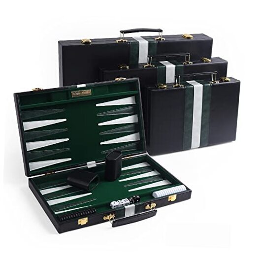 Travel 15 Inch Backgammon Sets Classic Board Game with Premium Medium Black