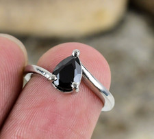 Natural Black Onyx Ring 925 Sterling Silver Ring For Women Promise Ring Dainty