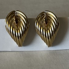 14KT Yellow Gold 2.1 gms 3D Earrings Hollow Tubes Abstract Stud Pierced 585 14K