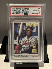2019 Topps Heritage #7 Ronald Acuna Jr. 1970 Cloth Stickers PSA 10 GEM MINT