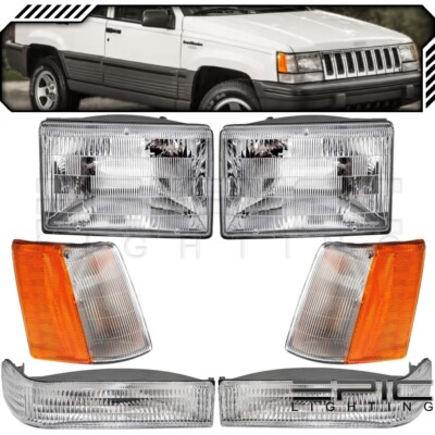 Corner Parking Head Lights Pair Combo Set fits 93-96 JEEP GRAND CHEROKEE
