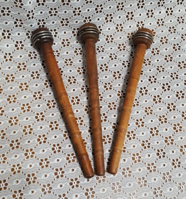 Lot of 3 Vintage Wooden Sewing SPINDLE Spools9" eBay