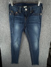 True Religion Jeans 32 (30x29) Casey USA Made Skinny Straight Stretch Blue Denim