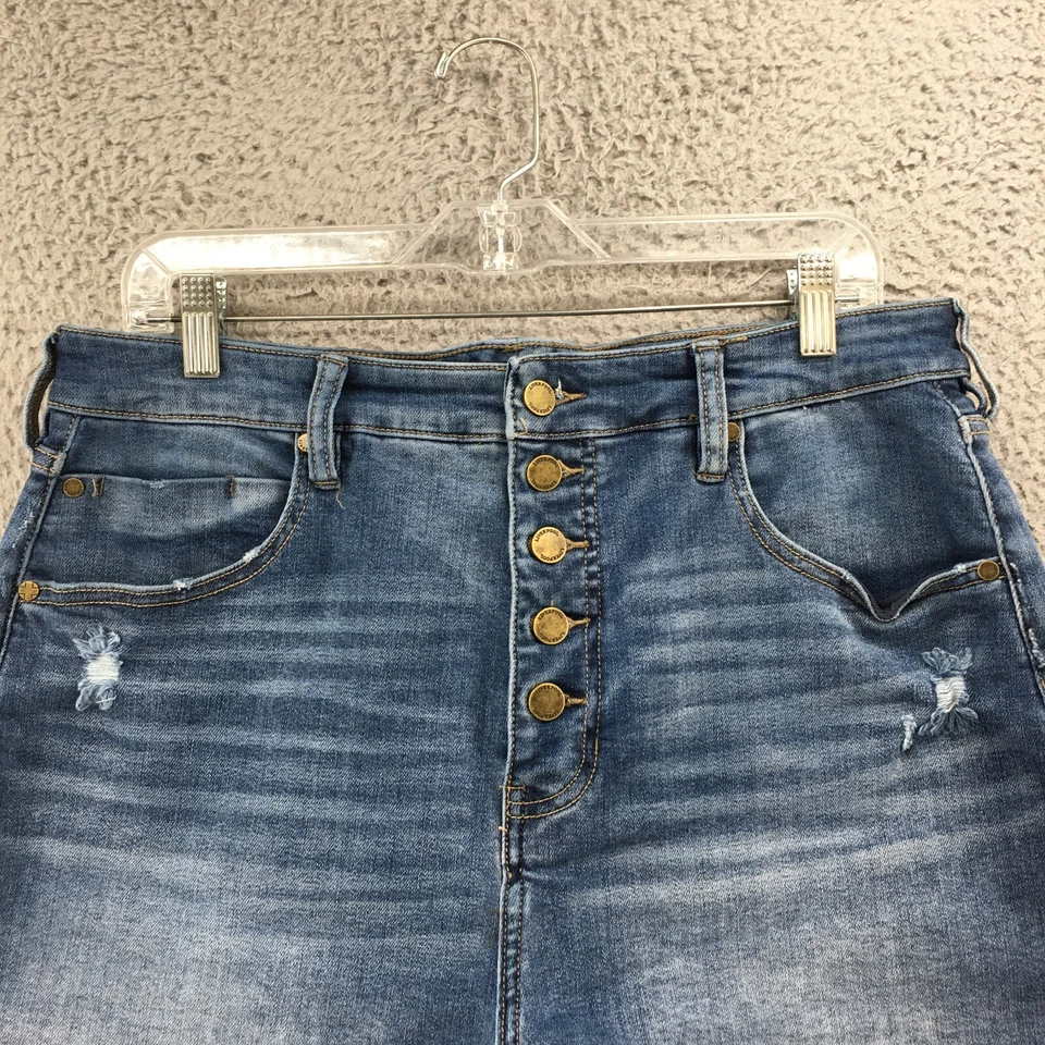 Liverpool Hot Pants Shorts Womens 14/32 (Actual 33X3) Blue High Rise Buttons Fly - Image 2 of 4