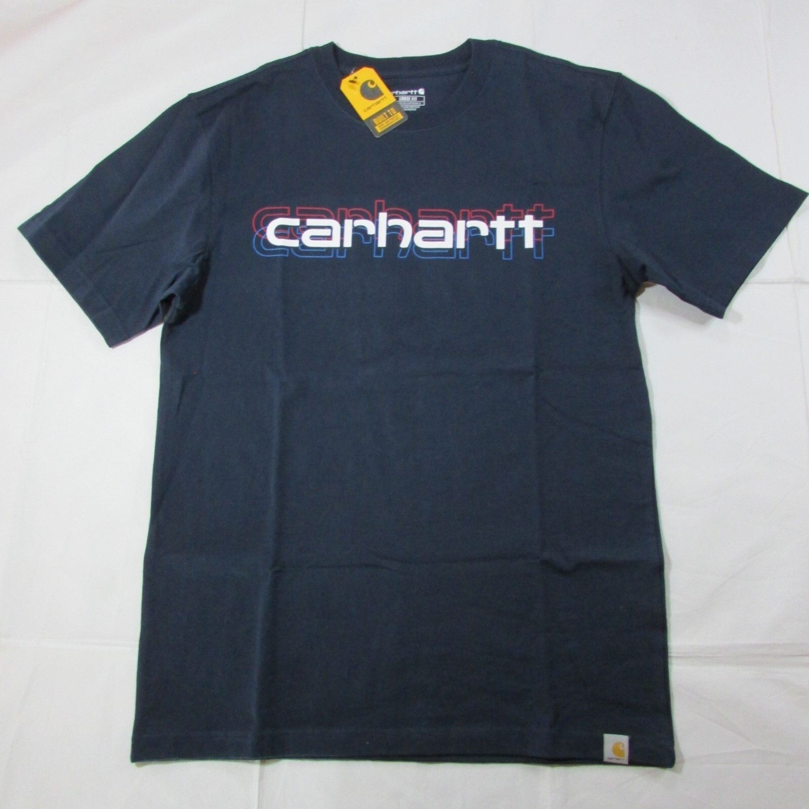 Carhartt Men's Loose Fit Heavyweight Short Sleeve Logo Tee in Navy TK5709