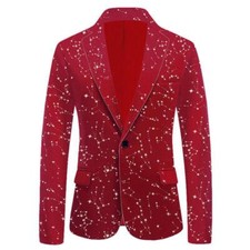 Men's Performance Formal Party Prom Velvet Tuxedo Suit Blazer Coat Lapel Jacket