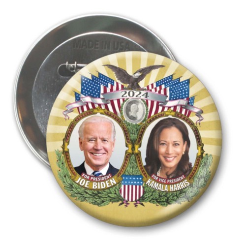Joe Biden Kamala Harris 2024 botones más grandes de 3" - Paquete de 2 insignias de prendedor foto jugate - Imagen 3 de 4