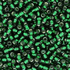 TOHO Seed Beads Round Rocaille Size 8/0 28GM Silver Lined Emerald Green 8-36
