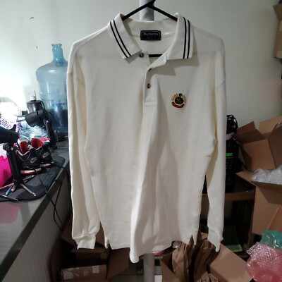 Burberry Waffle Print Long Sleeve Cotton Knit Polo Shirt Size Medium Mens 