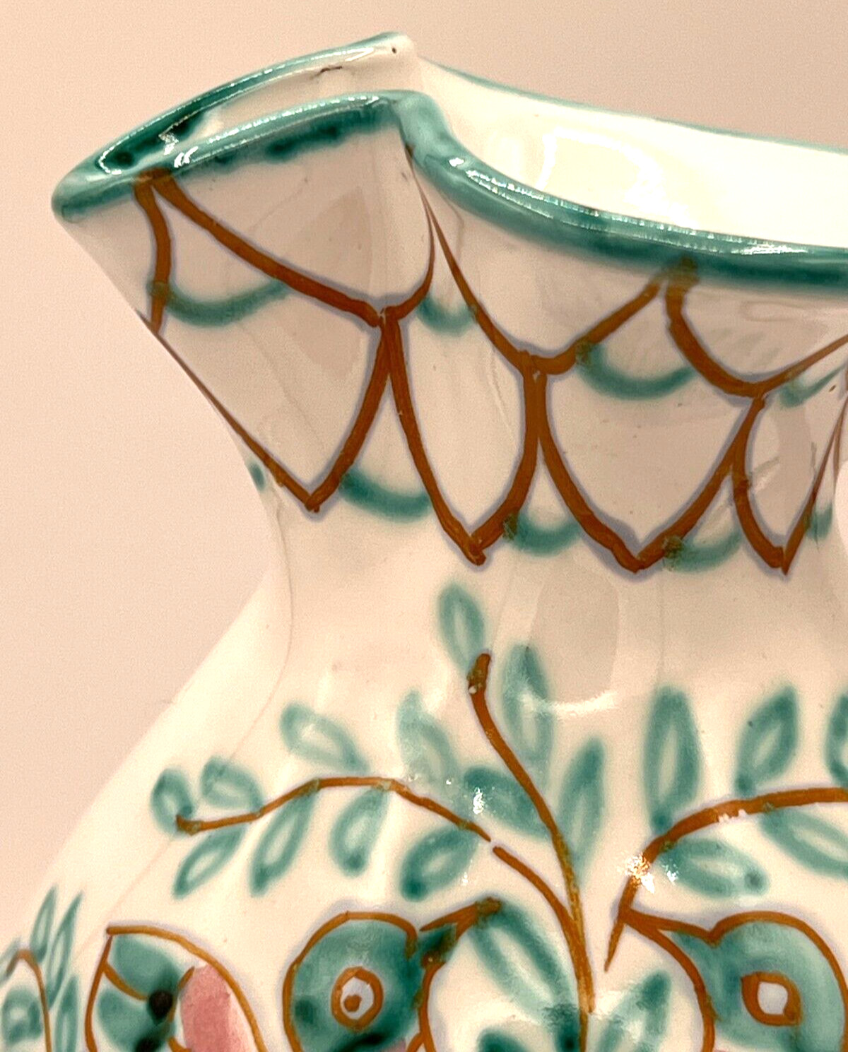 Hand Painted Italian Water Pitcher Wine Jug Made In Italy Signed 3659