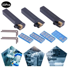 Carbide Indexable Turning Tool 5/8" 33pc Lathe Tool Bit Set Thread Insert&Holder