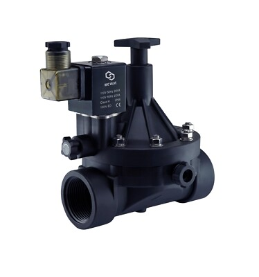 #ad 2quot; Inch Plastic Manual Override Flow Control Electric Solenoid Valve NC 110V AC $174.99