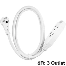 Clear Power 6 ft 3 Outlet Heavy Duty Flat Plug Extension Cord 14/3 SJT for Small