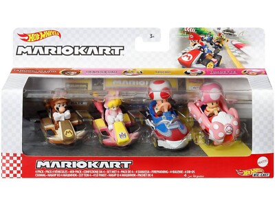Mario Kart Tanooki Mario, Cat Peach, Toad & Toadette Diecast Car 4