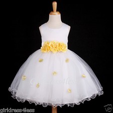 White Baby Party Holiday Wedding Flower Girl Dresses Gown 6M 12M 18M 2 4 6 8 10