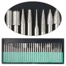 30pc Diamond Burr Drill Bit Set for Engraving Carving Rotary Tool 40 Grit