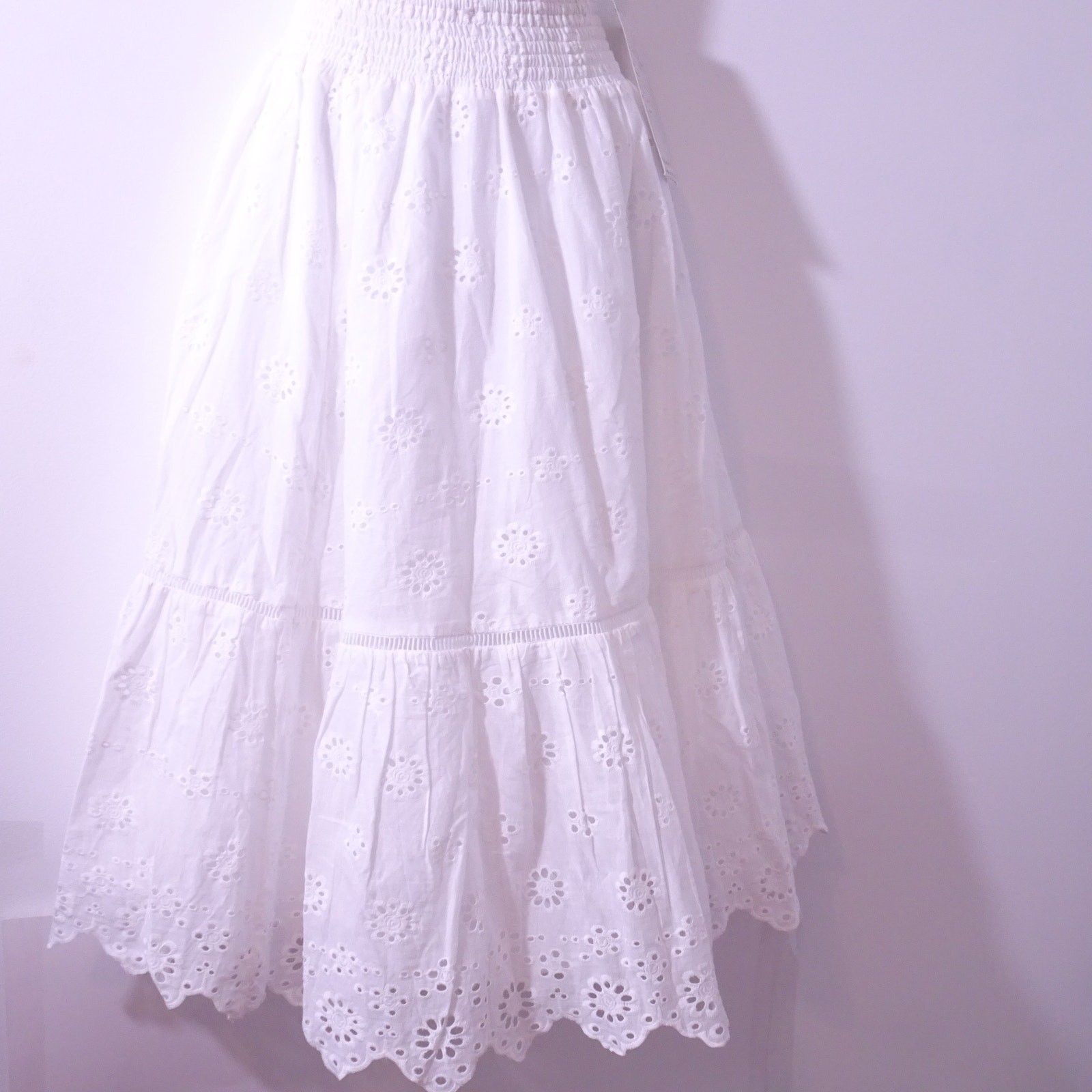 Ramy Brook White Eyelet Prairie Maxi Skirt Size S NWOT 298