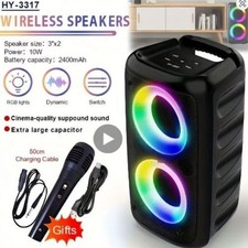 Karaoke Radio FM Bluetooth Lautsprecher tragbar kabellos mit Mikrofon Soundbox