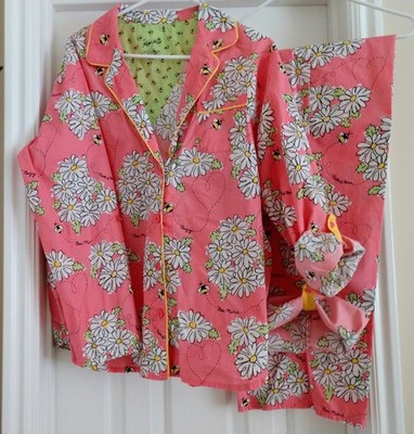 Nick and Nora NWOT BEE MINE 100% Cotton Pajama Set L 3/4 OR Full