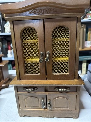 Vintage Terri s Treasures Doll Wooden China Hutch Cabinet Imperial Sears 13 X 8