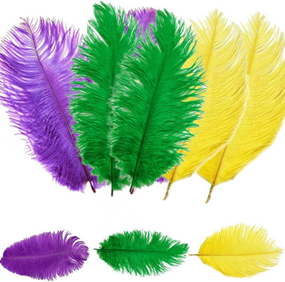 12 Pcs 10-12 Inch Mardi Gras Feathers for Crafts Colorful Ostrich Feather Purple