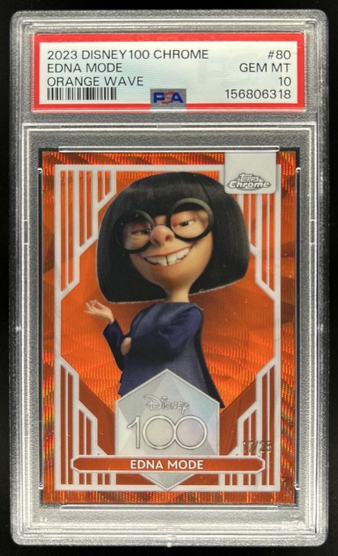 2023 Topps Chrome Disney 100 Edna Mode Orange Wave Refractor #/25 PSA 10