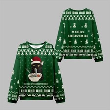 2025 Christmas The Cat Eating Ramen Ugly Sweater fyw 83