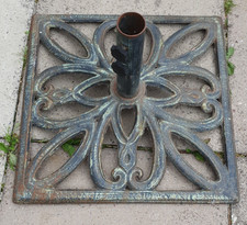 Vintage cast Iron Parasol Base rectangle Nice  unique pattern very unusual 20 kg