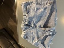 Women's Light Wash Blue Denim Cut Off Shorts Mid Rise 5-Pocket Size S