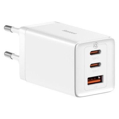 Ladegerät 65W GaN5 Pro Baseus USB 2xUSB-C Schnellladegerät PD3.0 QC3.0 weiß