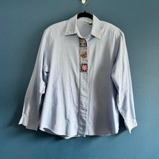 Vintage Denim Blouse Women's Size Medium Koret Blue Embroidered Butterfly Retro