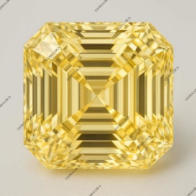 Yellow Diamond 3 Carat+ Asscher Cut   Vintage Step Brilliance & Elite Sparkle