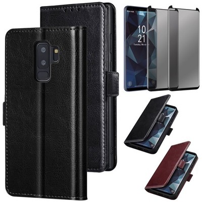 For Samsung Galaxy S9/S9 Plus Leather Case Flip Cover / Privacy Screen Protector