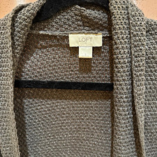 LOFT Women's Gray Knit Open Front Cardigan Sweater Long Sleeve Solid S