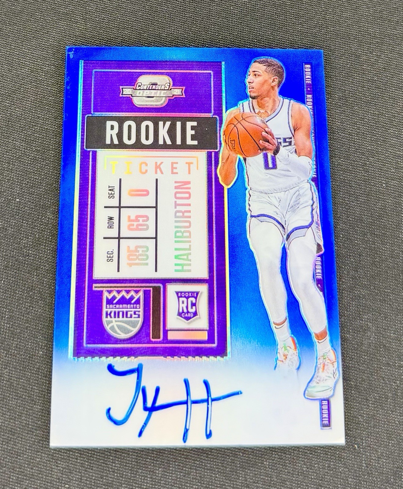 2020 Tyrese Haliburton Contenders Optic Blue Prizm Rookie Auto /49 #125 Ticket