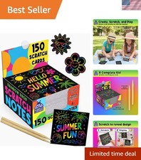 Rainbow Scratch Art Paper Notes 150 Sheets Kids Doodle Set w Stylus Gift