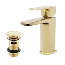 Nes Home Brushed Brass Basin Mono Mixer Tap & Slotted Waste